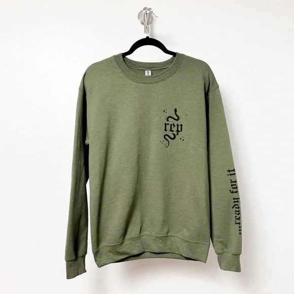 Taylor Swift ...Ready For It Sleeve Snake Reputation Era Sweatshirt Green Small - Picture 1 of 7